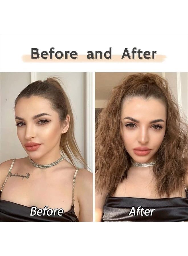 StrRid Ponytail Extension, Hair Extensions Ponytail Claw 18" Curly Wavy Fake Hair Synthetic Ponytail Wig Daily Fluffy Pony Tail Hair Piece for Women Brown Blonde Ponytails 6 oz-Copper Brown - Image 3