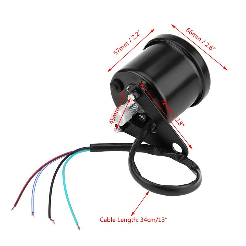 Keenso Digital Motorcycle Speedometer, 12V DC Universal Motorcycle LED Backlight Digital Speedometer Tachometer Speed Gauge Oil Level Meter Voltmeter Voltage Black - Image 4