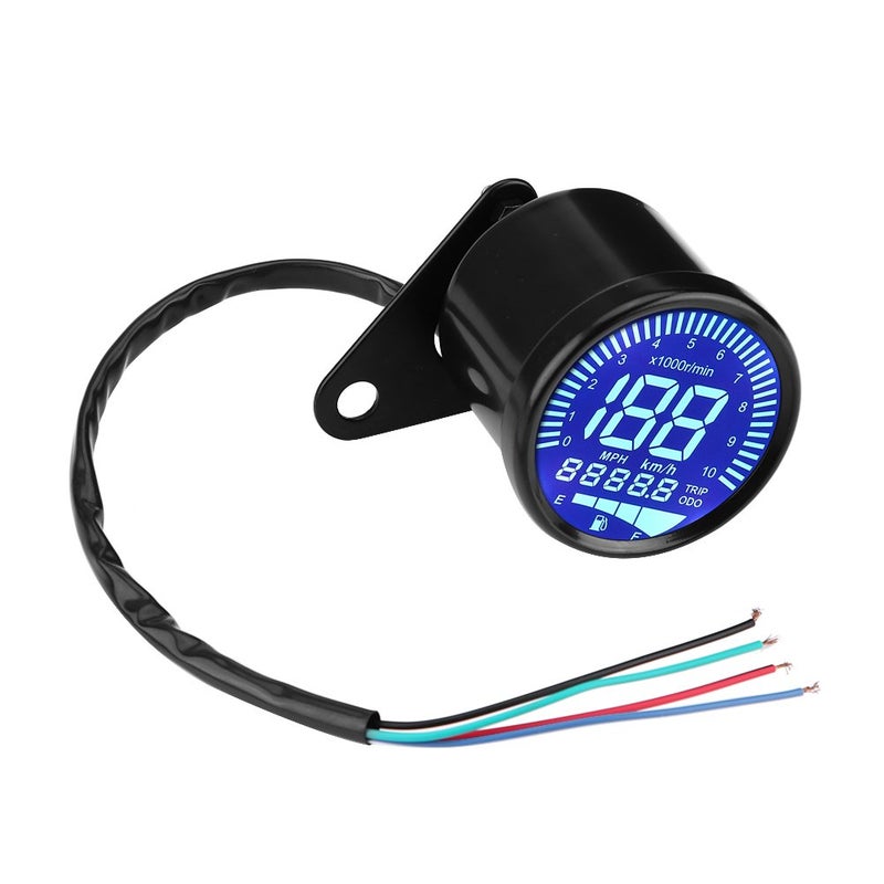 Keenso Digital Motorcycle Speedometer, 12V DC Universal Motorcycle LED Backlight Digital Speedometer Tachometer Speed Gauge Oil Level Meter Voltmeter Voltage Black - Image 1