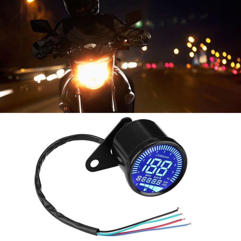 Keenso Digital Motorcycle Speedometer, 12V DC Universal Motorcycle LED Backlight Digital Speedometer Tachometer Speed Gauge Oil Level Meter Voltmeter Voltage Black - Image 5