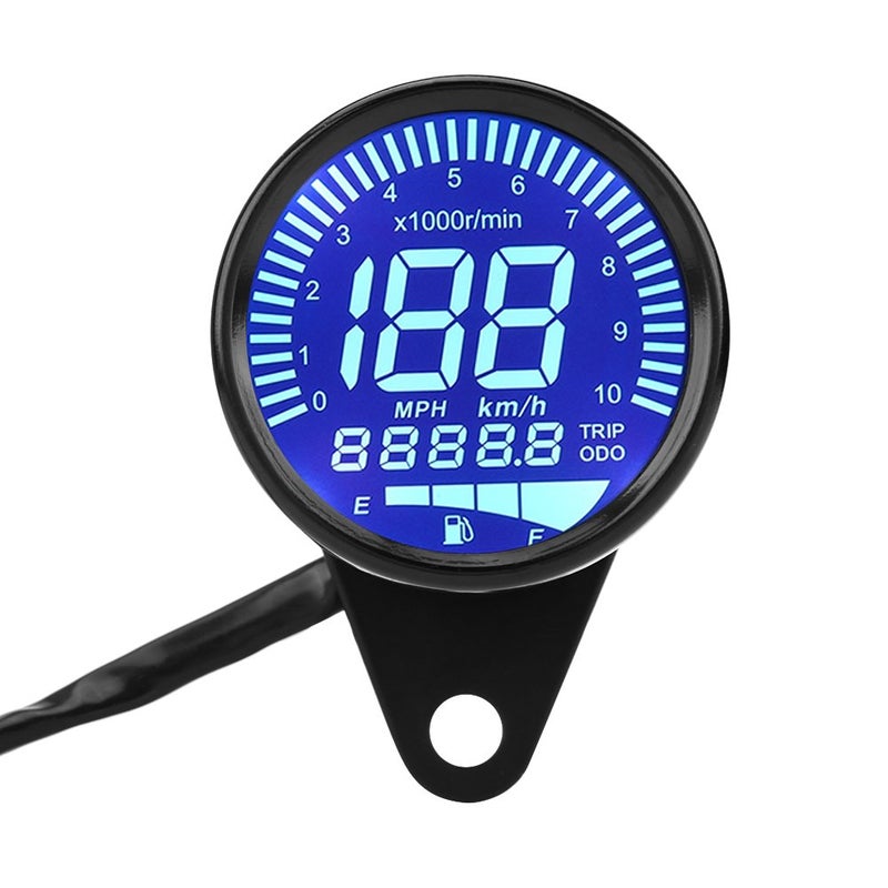 Keenso Digital Motorcycle Speedometer, 12V DC Universal Motorcycle LED Backlight Digital Speedometer Tachometer Speed Gauge Oil Level Meter Voltmeter Voltage Black - Image 2