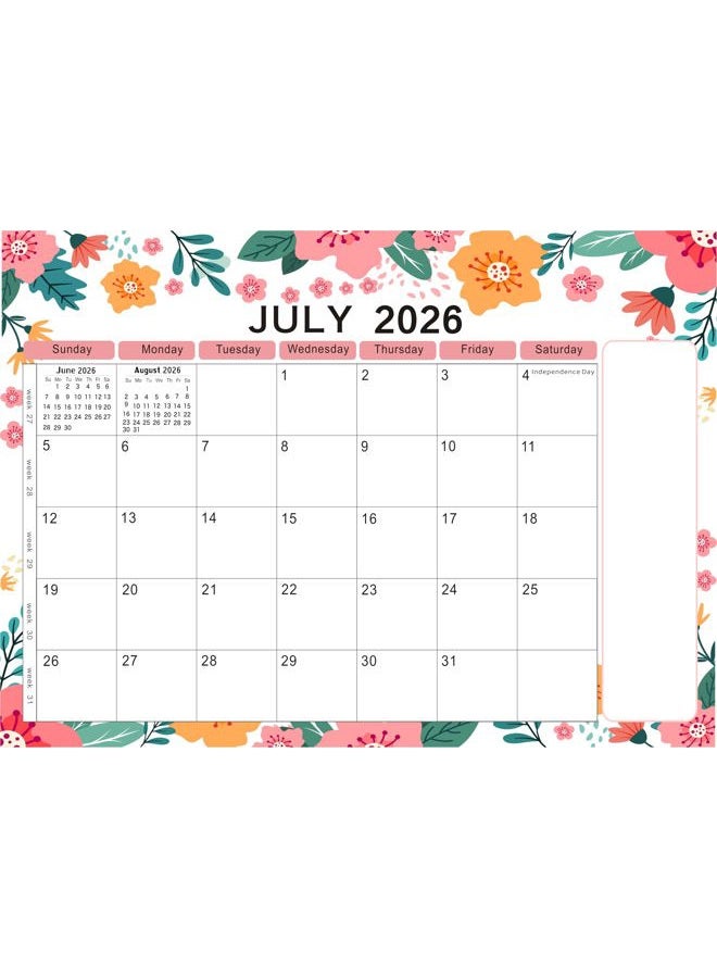 lucilynx Wall Calendar 2026, 12 Months Wall Calendar Jan. to Dec. 2026 Calendar with Julian Dates, 12" X 8.5",Twin-Wire Binding, Hanging Hook, Large Blocks,Flower - Image 4