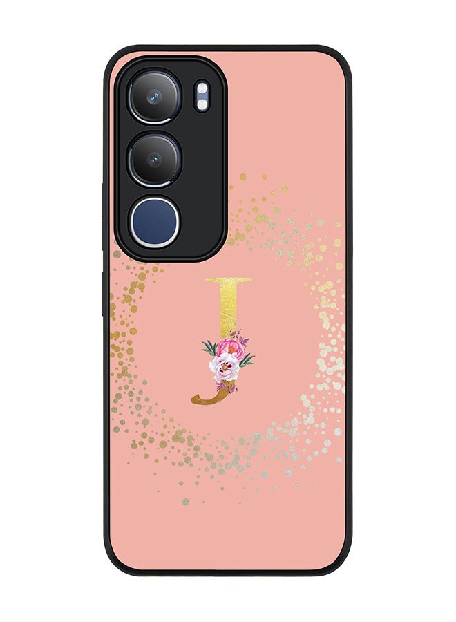 Stylizedd For vivo Y19s / Y19s Pro Case,Slim fit Camera Protection, Shockproof Thin Phone cover  - Custom Monogram Floral - J  (Rose Pink )