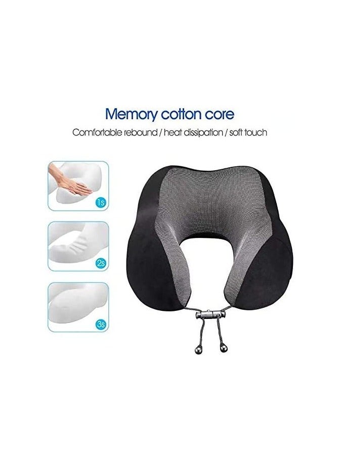 Adofys Adofys Memory Foam Travel Neck Support Rest Pillow Eye Mask, Noise Isolating Ear Plugs Portable Combo - Image 4
