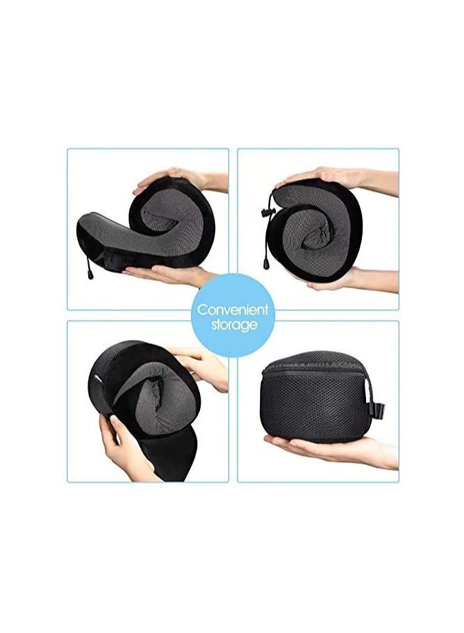 Adofys Adofys Memory Foam Travel Neck Support Rest Pillow Eye Mask, Noise Isolating Ear Plugs Portable Combo - Image 2