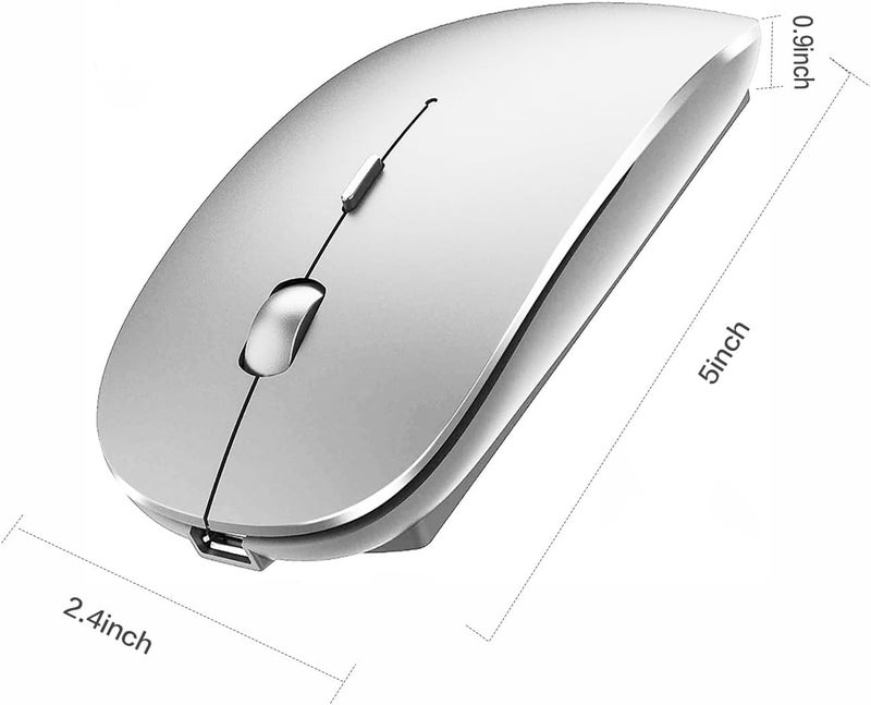 PEIBO Bluetooth Wireless Mouse for Laptop mac MacBook ipad MacBook air MacBook pro pc Desktop Computer Windows Chromebook Notebook (Silver) - Image 4