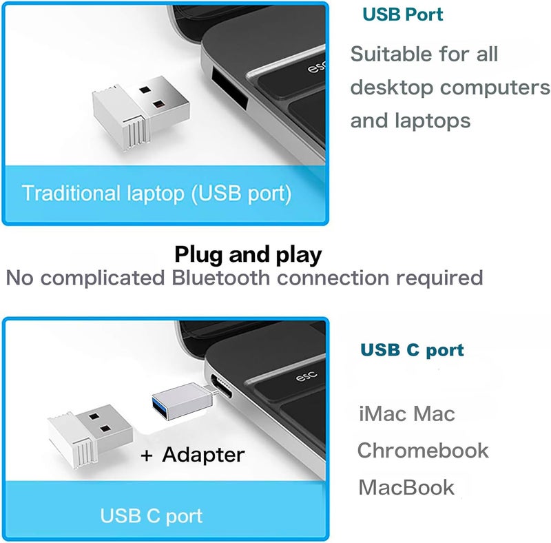 PEIBO Bluetooth Wireless Mouse for Laptop mac MacBook ipad MacBook air MacBook pro pc Desktop Computer Windows Chromebook Notebook (Silver) - Image 5