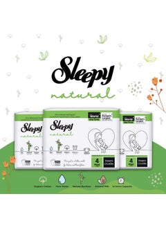 Sleepy Natural Size 4, 7-14Kg Hypoallergenic Baby Dry Diapers, Organic Cotton, Highly Absorbent, Bamboo Extract, Ultimate Comfort And Dryness, 100% Leakage Protection, 2 X 60 Count  - Image 3