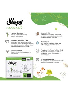 Sleepy Natural Size 4, 7-14Kg Hypoallergenic Baby Dry Diapers, Organic Cotton, Highly Absorbent, Bamboo Extract, Ultimate Comfort And Dryness, 100% Leakage Protection, 2 X 60 Count  - Image 4