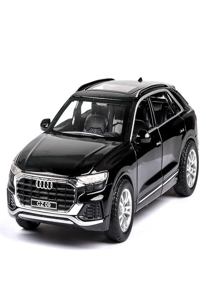 CHE ZHI 1:32 Audi Q8, Alloy Metal Pull Back Die-Cast Car Scale Model Pullback, with Sound Light Mini Auto Toy - Best Gifts Toys (Black)  - Image 1