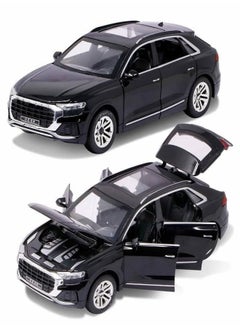 CHE ZHI 1:32 Audi Q8, Alloy Metal Pull Back Die-Cast Car Scale Model Pullback, with Sound Light Mini Auto Toy - Best Gifts Toys (Black)  - Image 2