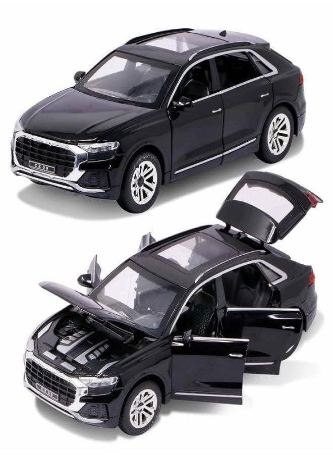 CHE ZHI 1:32 Audi Q8, Alloy Metal Pull Back Die-Cast Car Scale Model Pullback, with Sound Light Mini Auto Toy - Best Gifts Toys (Black)  - Image 2
