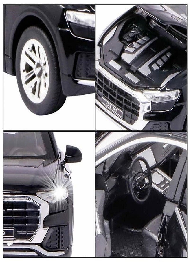 CHE ZHI 1:32 Audi Q8, Alloy Metal Pull Back Die-Cast Car Scale Model Pullback, with Sound Light Mini Auto Toy - Best Gifts Toys (Black)  - Image 3