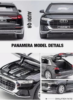 CHE ZHI 1:32 Audi Q8, Alloy Metal Pull Back Die-Cast Car Scale Model Pullback, with Sound Light Mini Auto Toy - Best Gifts Toys (Black)  - Image 4