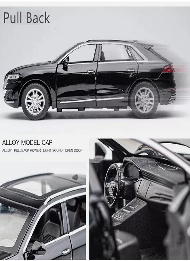 CHE ZHI 1:32 Audi Q8, Alloy Metal Pull Back Die-Cast Car Scale Model Pullback, with Sound Light Mini Auto Toy - Best Gifts Toys (Black)  - Image 5