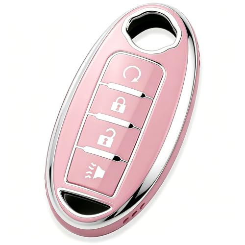 Tautrophen Key Fob Cover Fit for Nissan Infiniti Rogue Pathfinder Armada Murano kicks Frontier Titan 4 Buttons Smart Key - Image 1