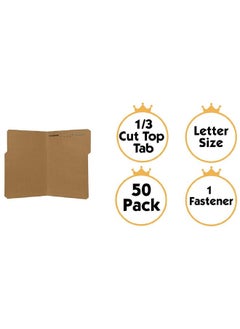 The File King Kraft File Folder | Single 2" Fastener Prong | Letter Size Box Of 50 | 1/3 Top Tab | Organize Medical Paperwork Patient Records And Legal Files  - Image 2
