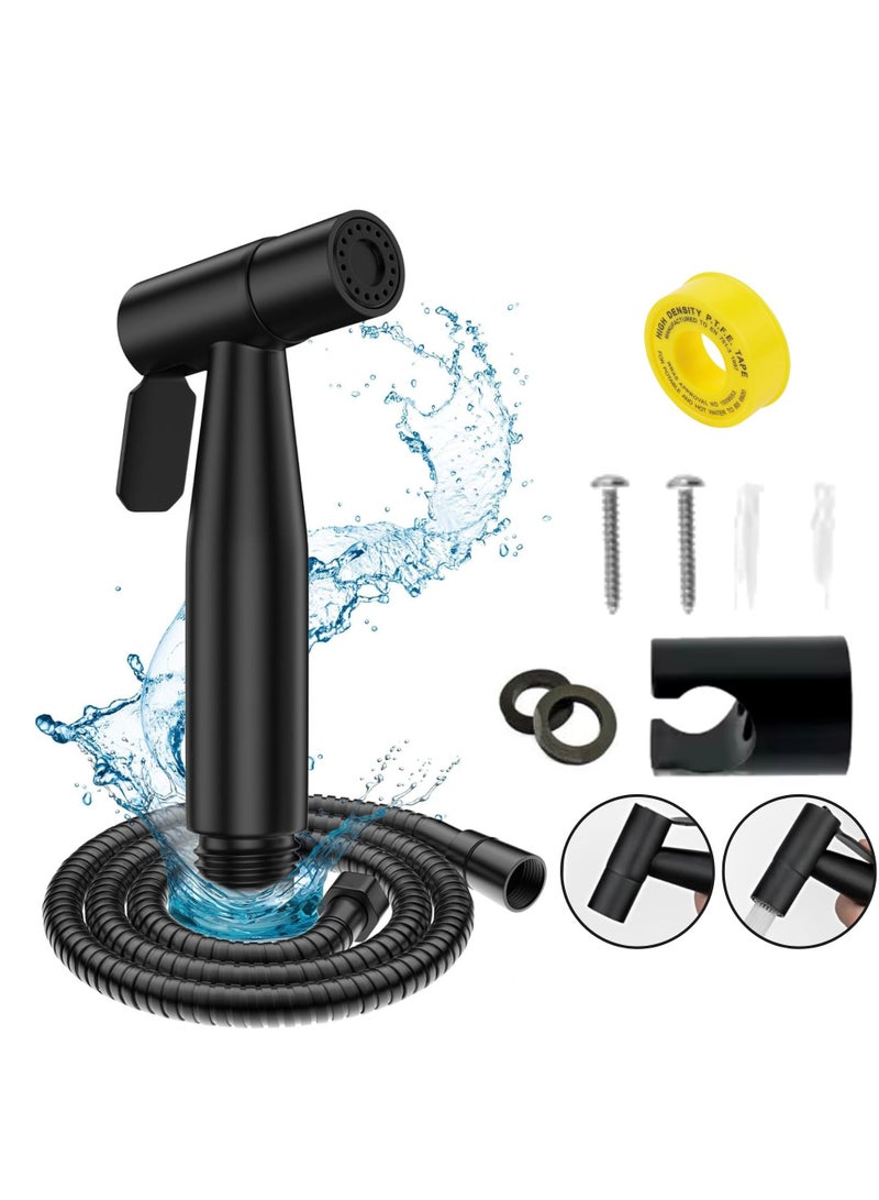 جوناريس مجموعة شطاف بيديت محمولة للمرحاض | مجموعة رذاذ حمام من الفولاذ المقاوم للصدأ من الدرجة 304 الميزات: متينة وقوية، 150 سم، أسود - Image 1