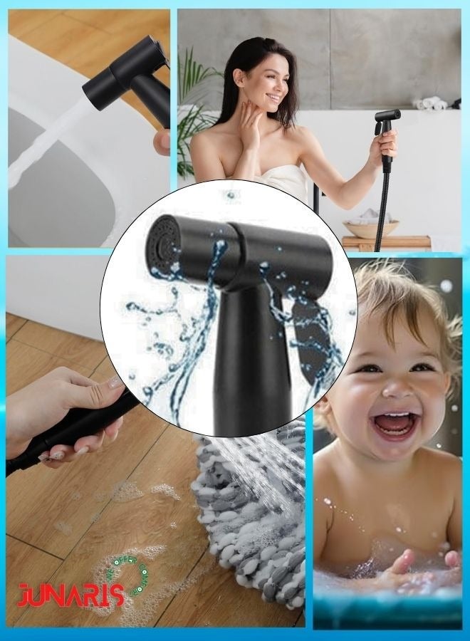 جوناريس مجموعة شطاف بيديت محمولة للمرحاض | مجموعة رذاذ حمام من الفولاذ المقاوم للصدأ من الدرجة 304 الميزات: متينة وقوية، 150 سم، أسود - Image 3