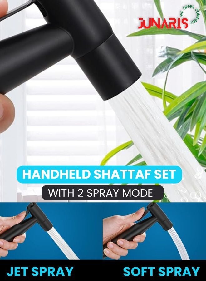 جوناريس مجموعة شطاف بيديت محمولة للمرحاض | مجموعة رذاذ حمام من الفولاذ المقاوم للصدأ من الدرجة 304 الميزات: متينة وقوية، 150 سم، أسود - Image 4