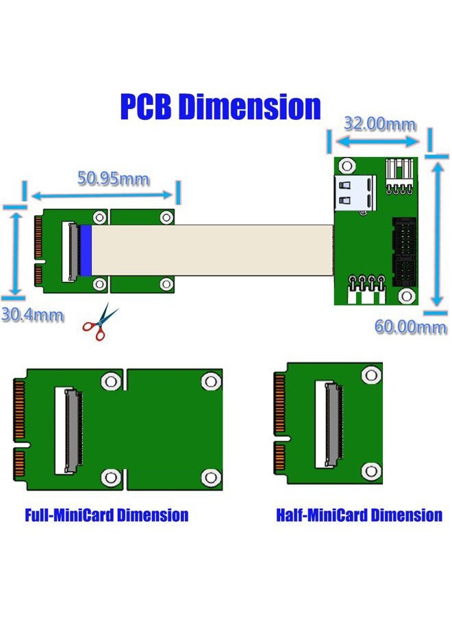 SUPERPLUS Mini PCI-E to PCI-E Express 1X Extension Cord Adapter Card with USB Riser Card - Image 3