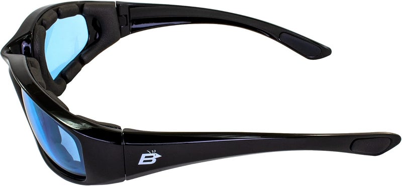 Birdz نظارات موتوسيكل Birdz Eyewear Oriole المبطنة - إطار أسود مع عدسات زرقاء - Image 4