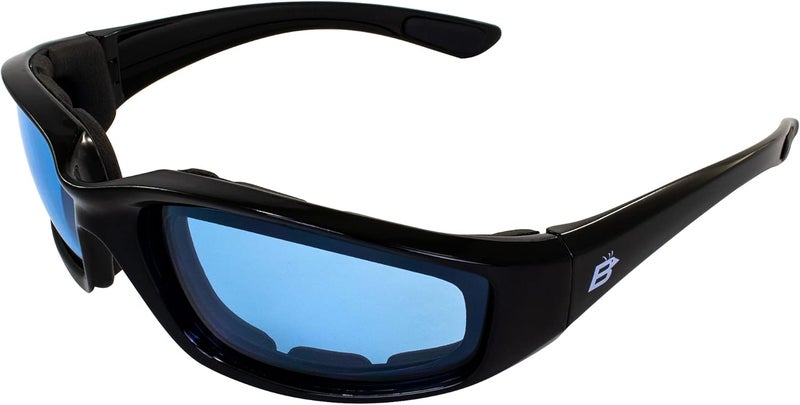 Birdz نظارات موتوسيكل Birdz Eyewear Oriole المبطنة - إطار أسود مع عدسات زرقاء - Image 1