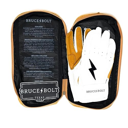 BRUCE BOLT Original Series Short Cuff White Batting Glove - White Medium - Image 5