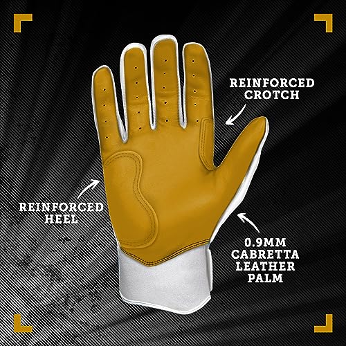 BRUCE BOLT Original Series Short Cuff White Batting Glove - White Medium - Image 3