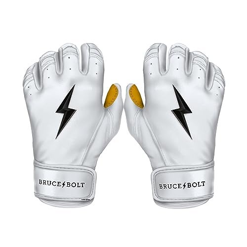 BRUCE BOLT Original Series Short Cuff White Batting Glove - White Medium - Image 1