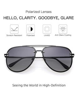 Other Manufacturer Trendy Polarized Oversized Pilot Sunglasses for Women Men, UV Protection Sun Glasses Rimless Metal Shades U87247  - Image 5