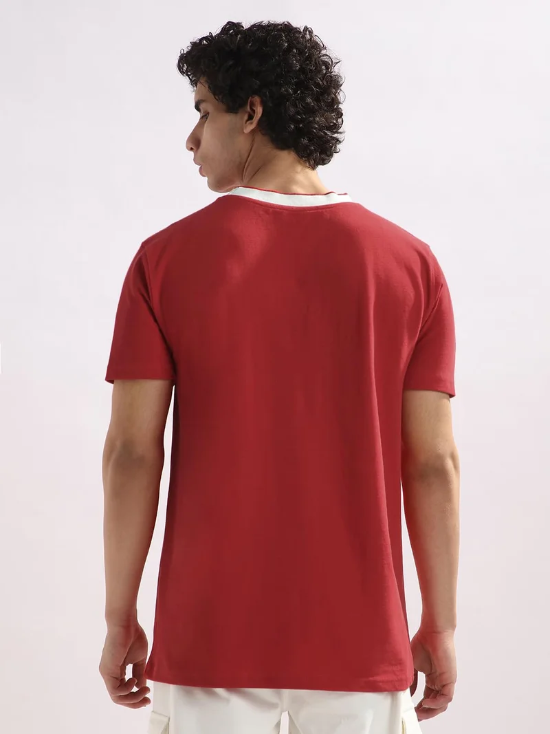 NOBERO  Men's Red Regular Fit T-Shirt for Men | Best Price UAE