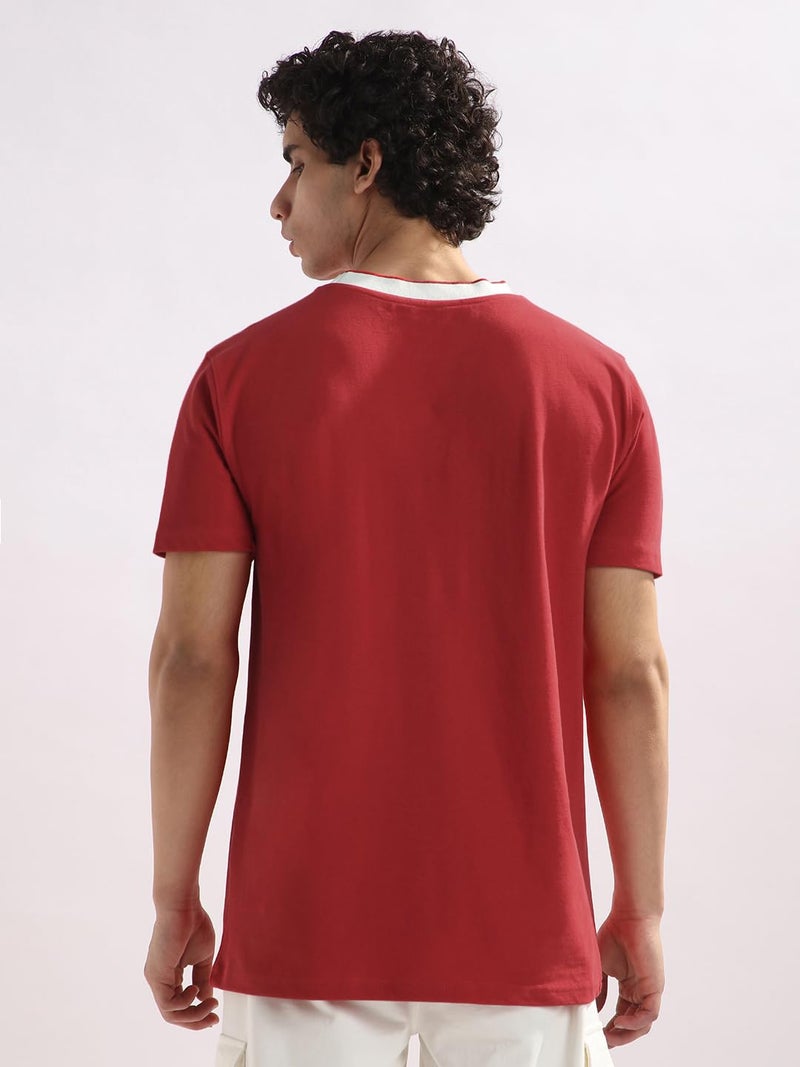 NOBERO Men's Red Regular Fit T-Shirt - Image 4