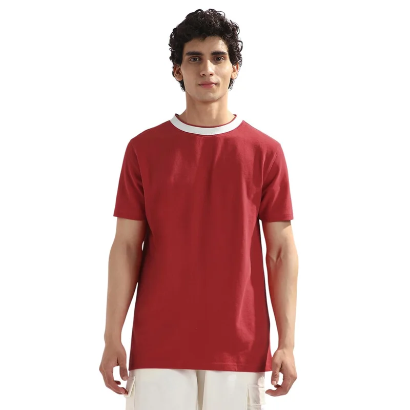 NOBERO  Men's Red Regular Fit T-Shirt for Men | Best Price UAE