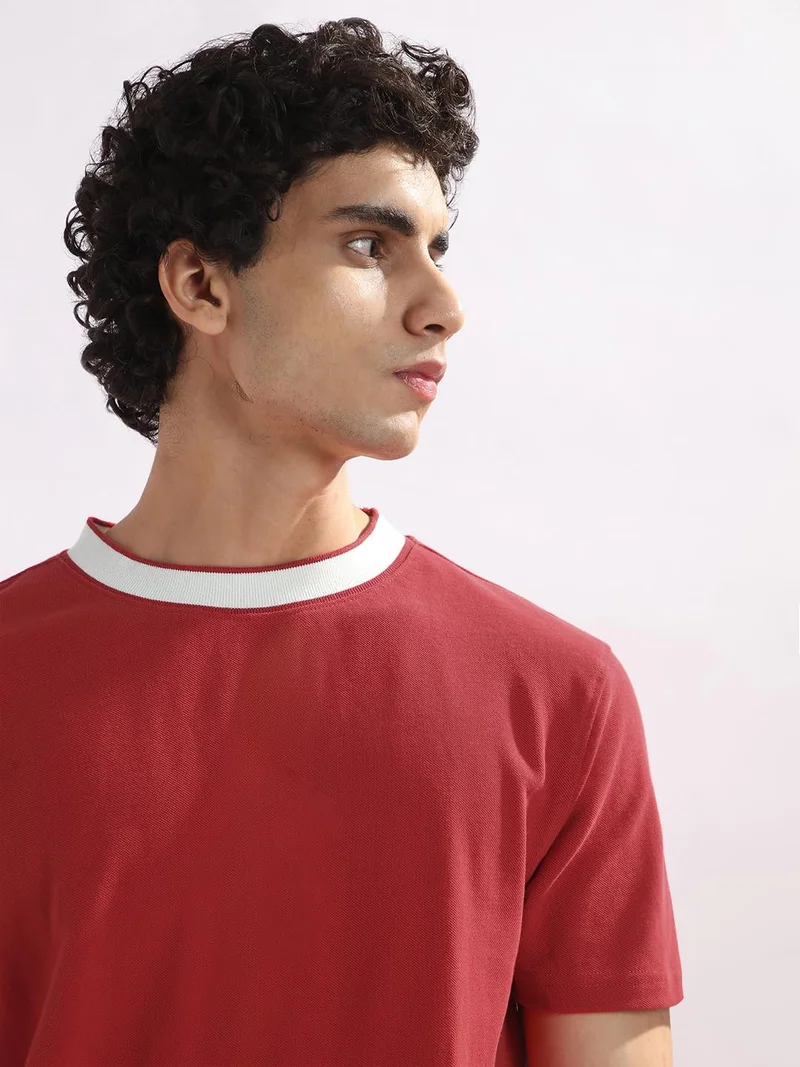 NOBERO  Men's Red Regular Fit T-Shirt for Men | Best Price UAE