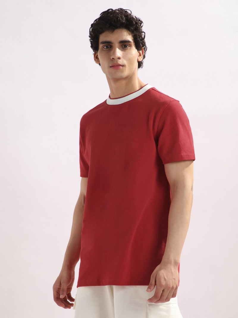 NOBERO Men's Red Regular Fit T-Shirt - Image 3