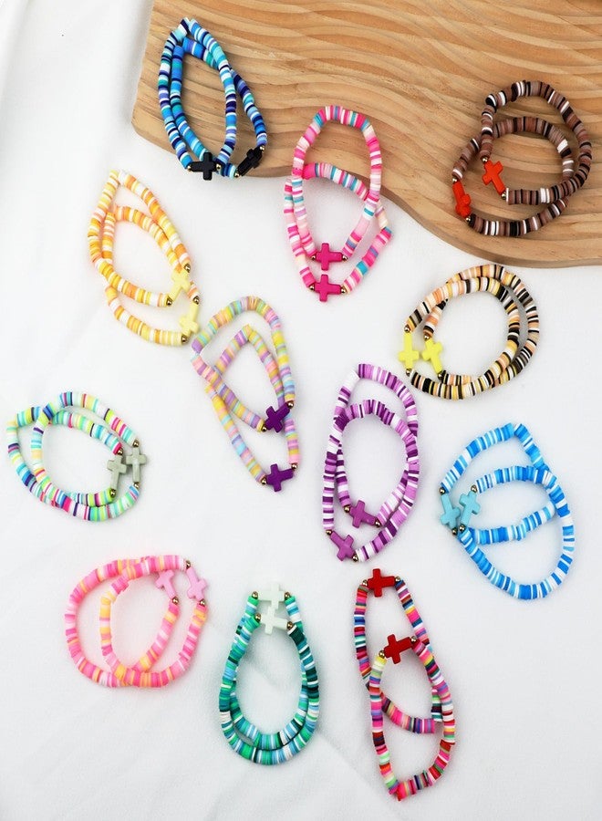 Sumalon Colorful Friendship Bracelet Set, Cute Stack Summer Beach Surfer Bracelets, Handmade Adjustable Stretch Beaded Bracelets (24Pcs-Colorful) - Image 5
