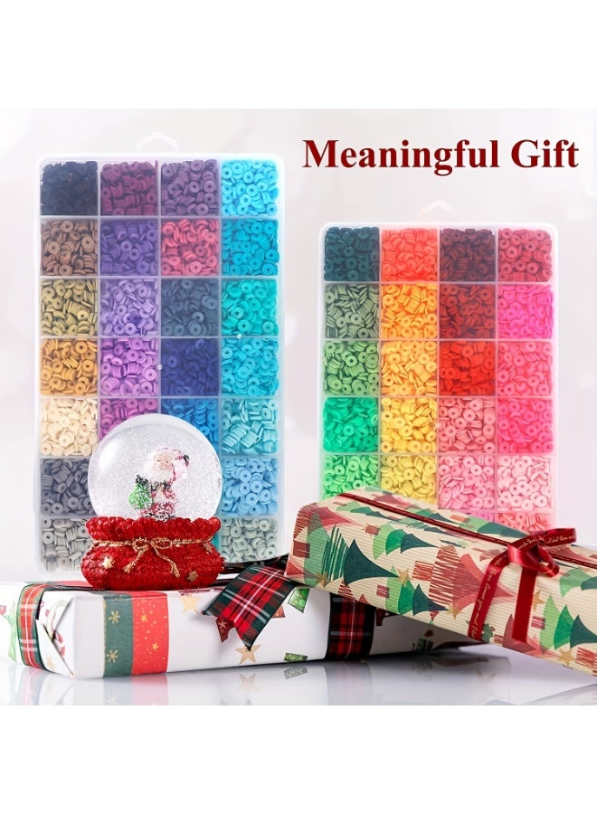 Capstro 6,440PCS DIY Clay Beads Bracelet Making Kit – 48 Color Mixed Polymer Clay Beads Set with Strings, Clasps & Charms | DIY Jewelry Kit for Bracelets & Necklaces for Kids, Teens & Beginners - Image 4