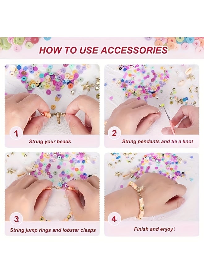 Capstro 6,440PCS DIY Clay Beads Bracelet Making Kit – 48 Color Mixed Polymer Clay Beads Set with Strings, Clasps & Charms | DIY Jewelry Kit for Bracelets & Necklaces for Kids, Teens & Beginners - Image 2