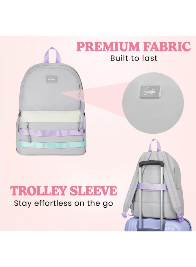 Genie Kpack Laptop Backpack for Girls (20L) | Spacious Office, College & Travel Laptop Backpack | Multi-Compartment, Padded Laptop Sleeve, Lightweight, Ergonomic Straps | Grey - Image 2