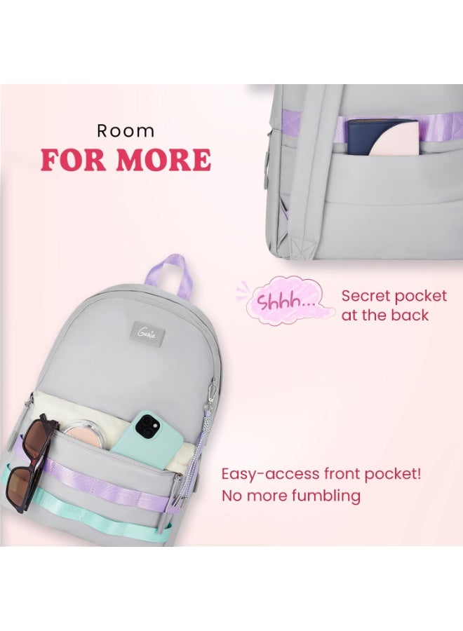 Genie Kpack Laptop Backpack for Girls (20L) | Spacious Office, College & Travel Laptop Backpack | Multi-Compartment, Padded Laptop Sleeve, Lightweight, Ergonomic Straps | Grey - Image 4
