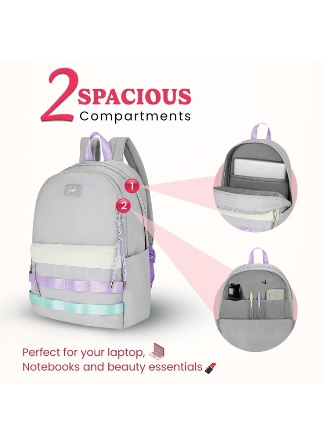 Genie Kpack Laptop Backpack for Girls (20L) | Spacious Office, College & Travel Laptop Backpack | Multi-Compartment, Padded Laptop Sleeve, Lightweight, Ergonomic Straps | Grey - Image 5