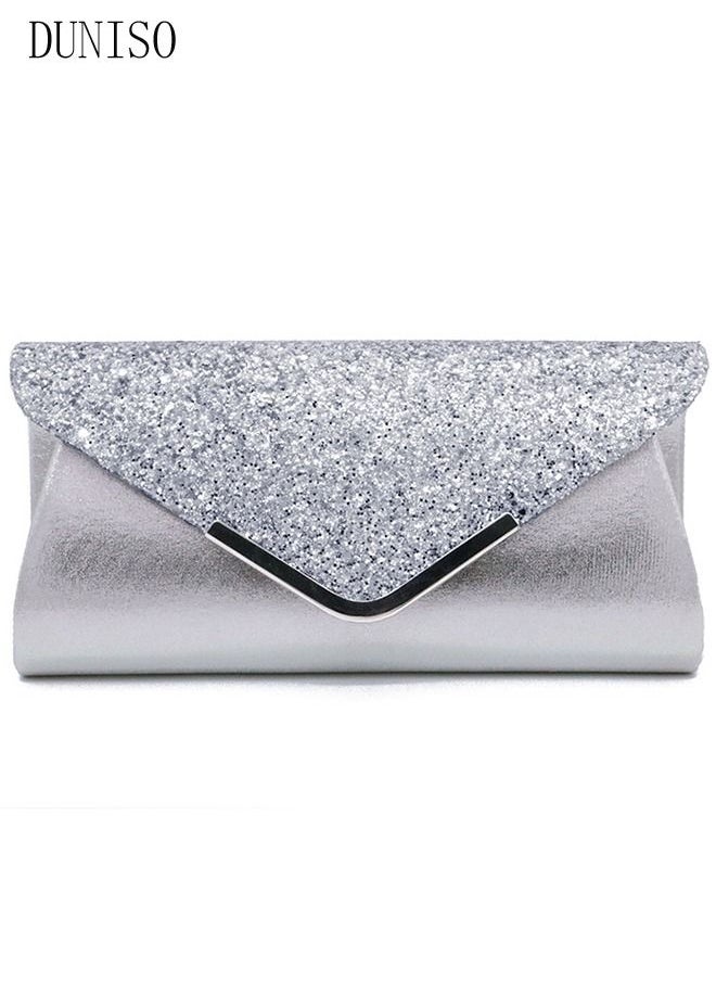 DUNISO - 5Pcs Clutch Bag Rhinestone Jewelry Set with Necklace Earrings Bracelets Ring Rhinestone Purse Bag Glitter Evening Bag Wedding Bridal Bridesmaid Costume Jewelry Set for Women and Girls Dress Accessorie - Image 1