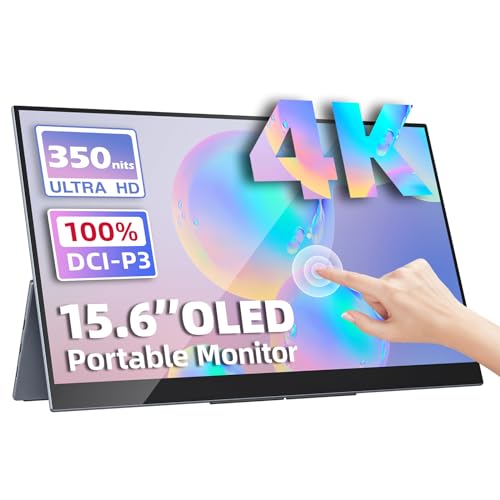Upperizon Portable Monitor 15.6" 4K UHD 3840X2160 100000:1 100% DCI-P3 60Hz OLED Touchscreen HDR HDMI USB-C Travel Monitor for Laptop MacBook PC Surface PS5 Xbox, External Display with Kickstand - Image 1