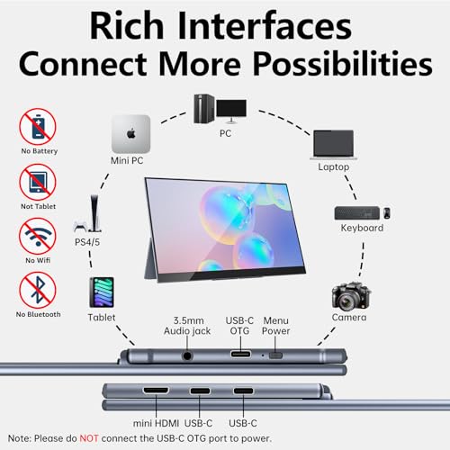 Upperizon Portable Monitor 15.6" 4K UHD 3840X2160 100000:1 100% DCI-P3 60Hz OLED Touchscreen HDR HDMI USB-C Travel Monitor for Laptop MacBook PC Surface PS5 Xbox, External Display with Kickstand - Image 4