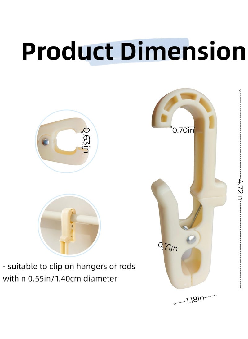 Excefore Large Laundry Hooks with Rotating Clips 8 Pcs Plastic Large Laundry Hooks Curtain Hooks with Clips Portable Clothes Sock Pins Hanger Closet Organizer Clamps for Home Kitchen Travel Outdoor - Image 3