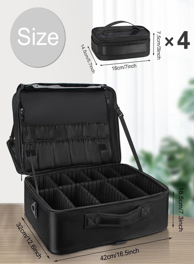 Relavel Extra Large Makeup Case with 4 Pcs Makeup Bags, Professional Makeup Artist Set Portable Nail Organizer Box Art Supply Case with Adjustable Dividers (5 Pack, black) - Image 5