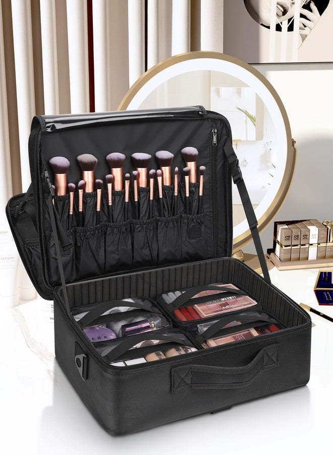 Relavel Extra Large Makeup Case with 4 Pcs Makeup Bags, Professional Makeup Artist Set Portable Nail Organizer Box Art Supply Case with Adjustable Dividers (5 Pack, black) - Image 2