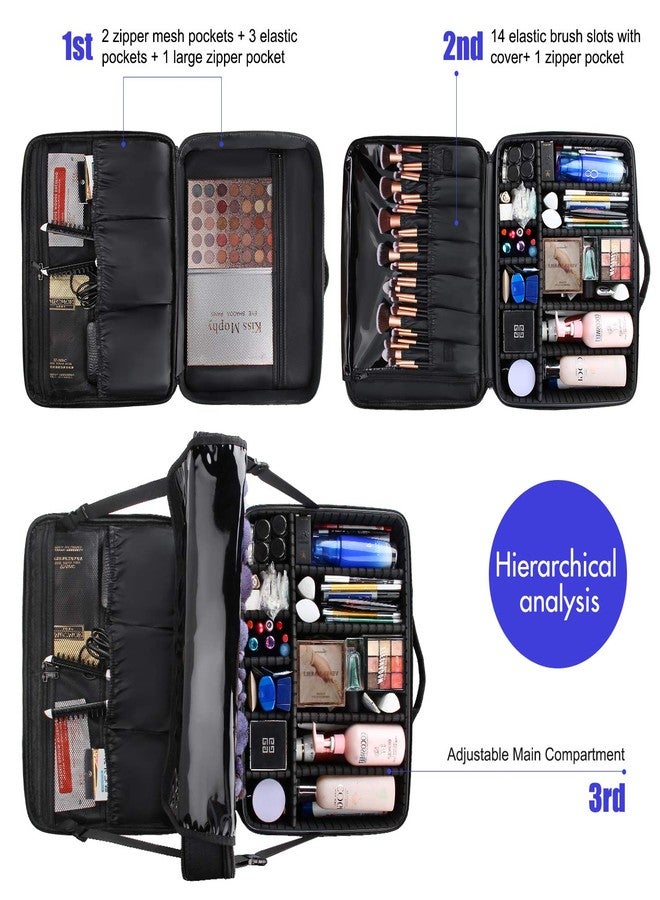 Relavel Extra Large Makeup Case with 4 Pcs Makeup Bags, Professional Makeup Artist Set Portable Nail Organizer Box Art Supply Case with Adjustable Dividers (5 Pack, black) - Image 4