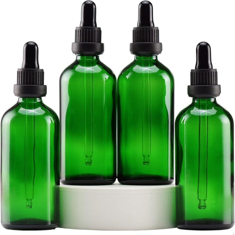 YIZHAO زجاجات قطرات الخضراء سعة 30 مل، مزودة بقطرة زجاجية، للزيوت العطرية، العلاج بالروائح، المختبر، التدليك، الخلط، السفر – 6 قطع - Image 1